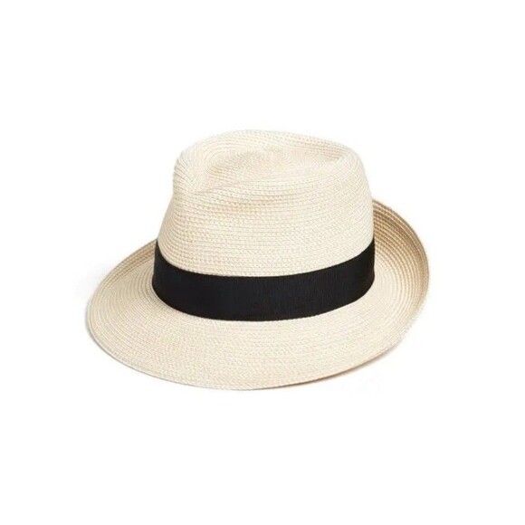 Eric Javits Squishee Classic Fedora Hat In Cream & Black Band New - Picture 1 of 11